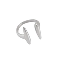 Anello aperto in argento sterling S925 dal design geometrico minimalista e irregolare - Aperto Regolabile / Color Oro Bianco