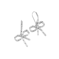 Orecchini a fiocco in argento S925 con zirconi baguette e chiusura a monachella sicura - Argento 925 / Color Platino (ES222)