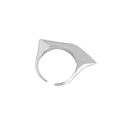 Bague ouverte en argent fin S925 avec design géométrique irrégulier et pointes polies - Ouvert Réglable / Or Blanc