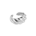 Anillo abierto de plata de ley S925 con diseño de cuerda trenzada y pulida - Abierto Ajustable / Plateado