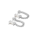 S925 sterling zilveren oorknopjes met baguette-zirkonia en schakelketting-lus - 925 zilver / Witgoud