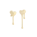 Asymmetric gold liquid heart drop earrings in polished S925 sterling silver finish - Gold