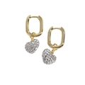 Elegant gold S925 sterling silver heart earrings with white pavé cubic zirconia - 925 Silver / Gold