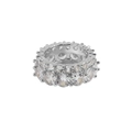 Elegant S925 sterling silver double-layer ring with sparkling zircon stones in a claw setting - US 9 / White Gold