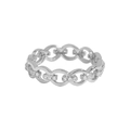 Anello a catena minimalista in argento S925 con maglie intrecciate e pavé scintillante - US 9 / Oro bianco