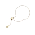 Collana di perle in argento S925 con pendente a cuore d'oro e chiusura a levetta - Argento 925 / Oro 18K