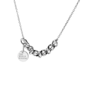 Polished S925 sterling silver chain necklace with engraved The World Is Yours disc pendant - 925 Silver / White Gold
