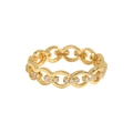 Anello a catena minimalista in argento S925 dorato con eleganti cristalli scintillanti - US 9 / Oro 18K