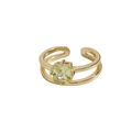 Offener S925 Sterlingsilber Ring vergoldet mit einem quadratischen gelben Zirkon - Einstellbar Offen / 18K Gold