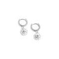 Elegant S925 sterling silver hoop earrings with sparkling disco ball cubic zirconia charms - White Gold
