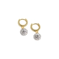 Elegant gold-plated S925 silver disco ball huggie earrings with micro-pave crystals - 18K Gold