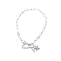 Elegante pulsera de plata S925 con cierre OT y colgante de circonita cuadrada - Plata 925 / Pulsera de Piedra Blanca