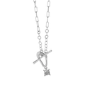 Collar con cierre OT de plata S925 y colgante de circonita cuadrada en fondo blanco - Plata 925 / Collar de Piedra Blanca