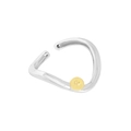 Minimalistischer S925 Sterlingsilber Ring mit geometrischer Kurve und Goldperle - Einstellbar Offen / Zweifarbige Bogenperle (JZ501)