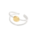 Geometrischer geflochtener Ring in Silber und Gold im minimalistischen Stil - Einstellbar Offen / Silber + 18K Gold