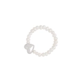 Anillo de plata de ley S925 hecho a mano con perlas y un colgante de corazón de plata - US 9 / Oro Blanco