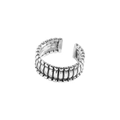 Vintage S925 Sterling Silber Ring mit industrieller vertikaler Streifentextur - Einstellbar Offen / Antiksilber