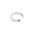 Anillo de plata S925 con textura y circón azul rectangular, diseño ajustable moderno - US 13 / Azul