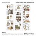 6 pieces of vintage PET decorative tape with retro furniture and home decor patterns - Vintage Furniture Theme