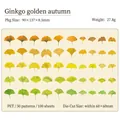 Ginkgo leaf PET stickers, 100 pieces for journaling, seasonal yellow and green patterns - Pack of 100 / Ginkgo In Autumn