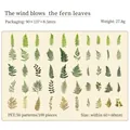 100er-Pack Vintage-Farn-Dekosticker in verschiedenen Grün- und Brauntönen aus PET - Wind Blowing Fern Leaves