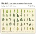 100pcs vintage fern leaf decorative stickers pack in assorted green and brown tones - Wind Blowing Fern Leaves