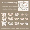 Vintage Schmetterlingsaufkleber Set mit 15 Stilen auf Struktur- und Transparentpapier - Zitrus-Schmetterling