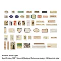 Set di adesivi washi vintage con etichette e biglietti, 100 pezzi per scrapbooking - Vecchi Frammenti