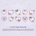 Purple PET lace stickers with gold laser butterflies and heart frames 10pcs pack - Midnight Butterfly