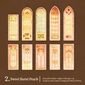 Lot de 10 marque-pages en papier style vitrail baroque avec détails dorés à la feuille - Pêche Douce Brûlée