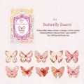 Pink and purple butterfly PET stickers with gold foil laser texture for DIY journaling - Dancing Butterflies