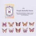 Purple Butterfly PET Laser Gold Stickers Set with Detailed Wings for Scrapbooking - Purple Butterfly Dancing