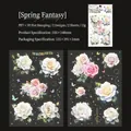 Pegatinas PET flores Spring Dream con estampado dorado 3D y motivos de rosas rosas - Sueño de Primavera