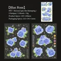 Pegatinas de rosas azules en PET con detalles en pan de oro para diarios y manualidades - Rosa Azul