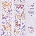 Ruban adhésif PET papillon violet avec feuille d'or pour décoration de journal DIY - Danse du Papillon Violet