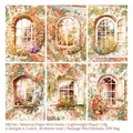 Vintage vensterbank bloemen scrapbooking papier set met 6 aquarel ontwerpen - Heldere Ochtend