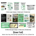 Set di 30 carte per diario Green Forest in carta velina e carta kraft bianca - Traccia del Campo Verde
