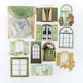 Forest Green Romance hollowed-out vintage window collage stickers set, 16 pieces - Forest Green Romance
