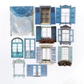Dream in the Window series vintage blue window decorative stickers 16 pieces set - Blues Manor