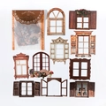 Vintage window collage sticker set featuring 16 archival matte hollow architectural designs - Gale's Window