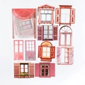 Retro hollowed-out window collage sticker set with 10 vintage frames for scrapbooking - Red Pink Impression
