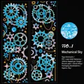 Mechanical sky theme PET tape with laser gold foil gears in fantasy blue 50mm x 2m - Mechanical Sky