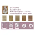 Retro Kraftpapier und weiße Spitze Scrapbooking Material Set mit floralen Ausschnitten - Englisch