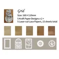 Bastelset mit Gitter-Kraftpapier und weißem Spitzenpapier für Retro-Journaling - Gitter
