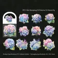 Hydrangea floral PET stickers with gold foil accents for scrapbooking and DIY decor - Splendid Connection