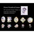 Floral PET stickers with laser gold finish featuring 20 pieces of purple roses - Flowers Outside Frame