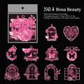 Pink watercolor laser-cut specialty paper stickers with floral and birdcage patterns - Rose Beauty