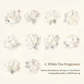 White floral PET stickers with iridescent finish for DIY journaling, 20 pieces set - White Tea Fragrance