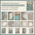 Vintage steampunk underwater scrapbooking paper stickers set 15 designs 30 pieces - Undersea Adventure