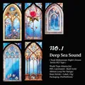 Cinta PET Deep Sea Sound con vidrieras góticas azules y acabado de lámina dorada - Sonido del mar profundo